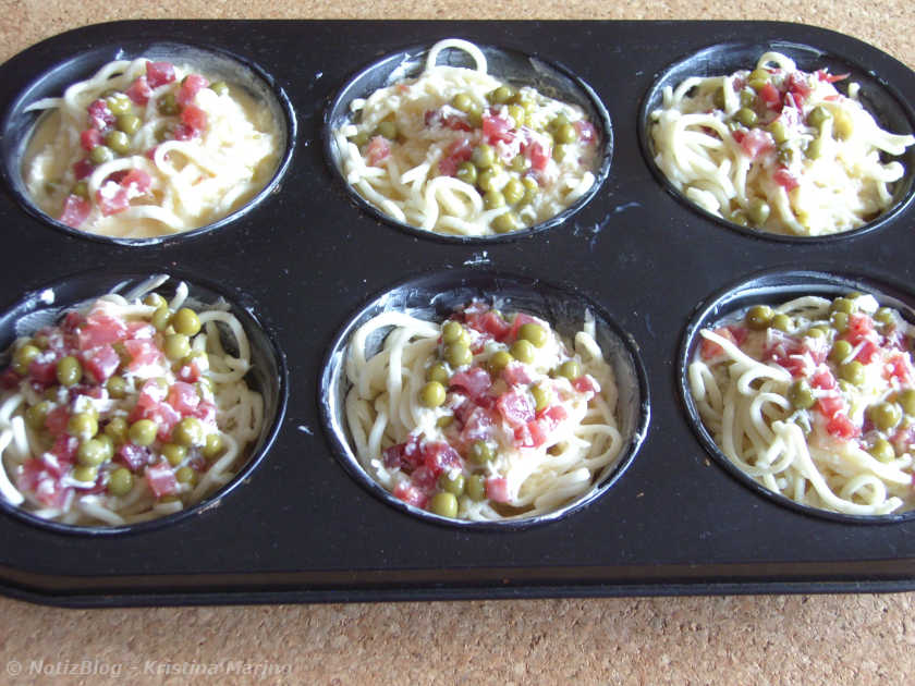 Spaghetti Muffins vor dem Backen