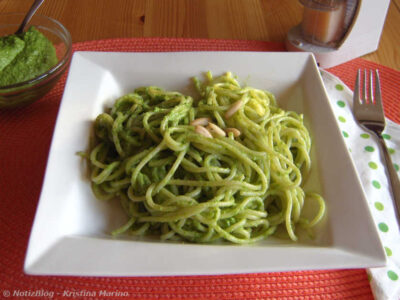 Spaghetti mit Rucolapesto