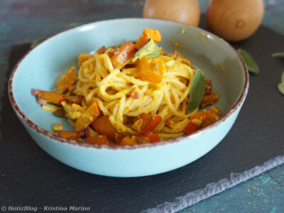 Pasta mit Kürbis alla Carbonara