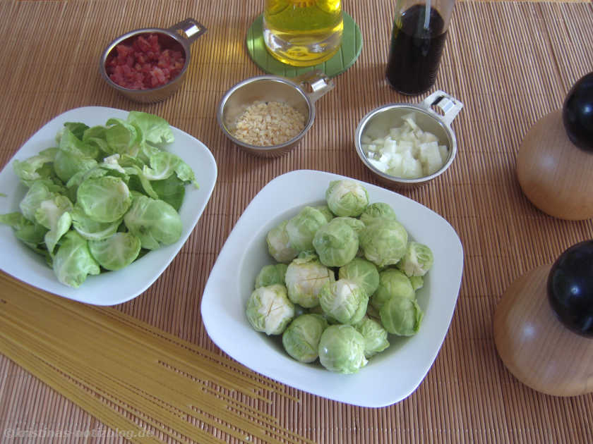 Zutaten für Pasta mit Rosenkohl